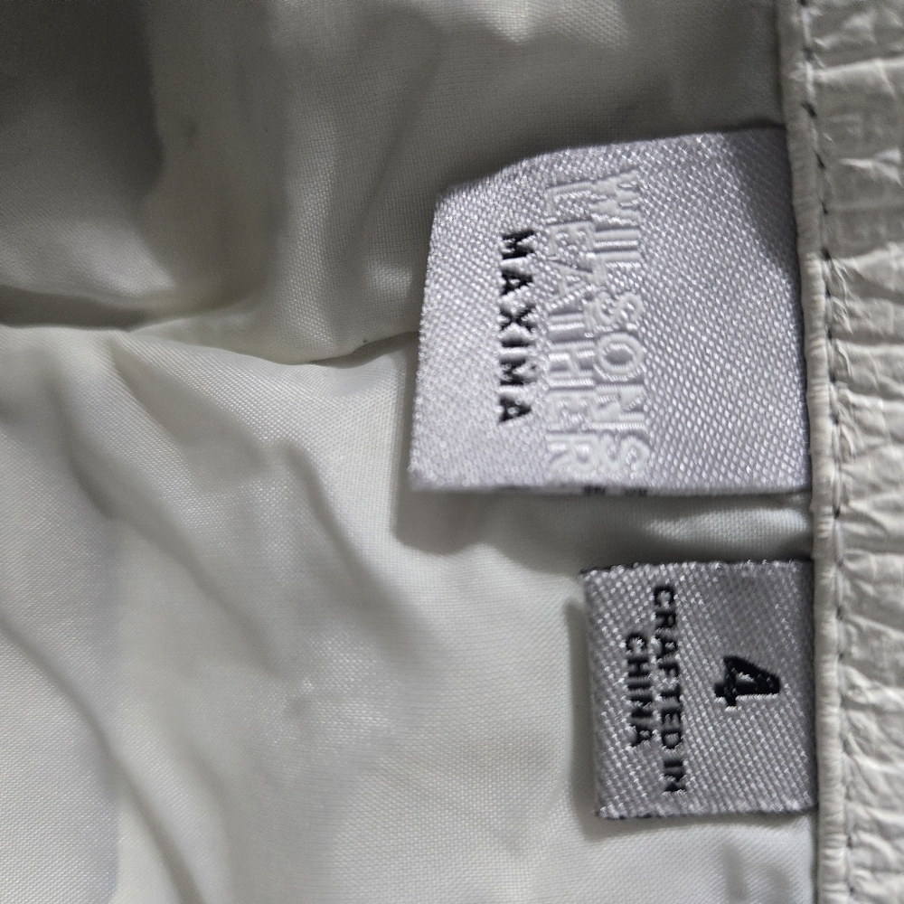 Wilson Leather mini skirt, sz 4, White - Picture 2 of 9